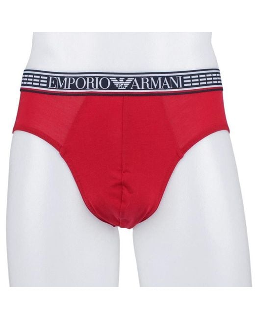 Emporio Armani Red 3-Piece Briefs Pants for men