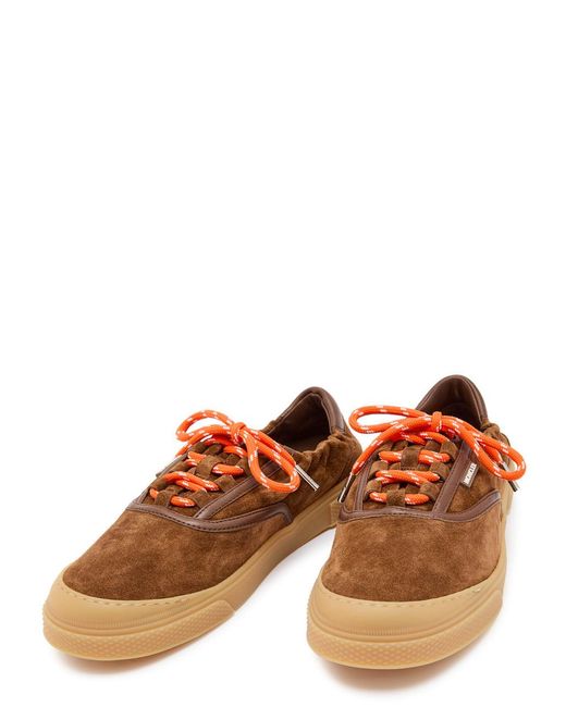 Moncler Brown Vera Leisure Leather-Trim Suede Sneakers