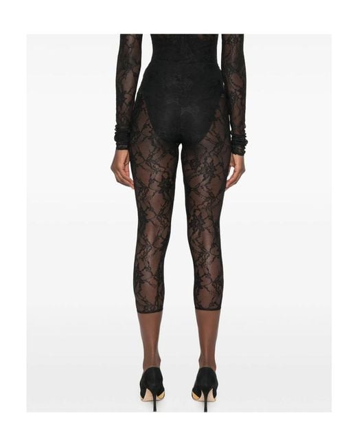 ANDAMANE Black Loli Lace-Panelled Cropped Trousers