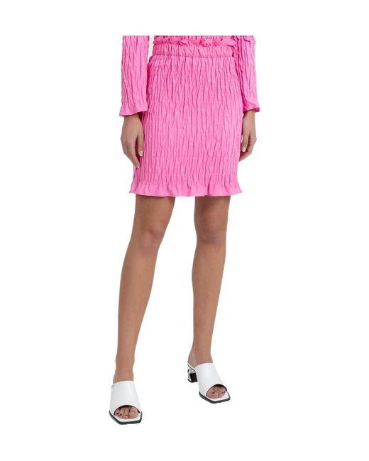 MSGM Pink Shirred-Effect Mini Skirt
