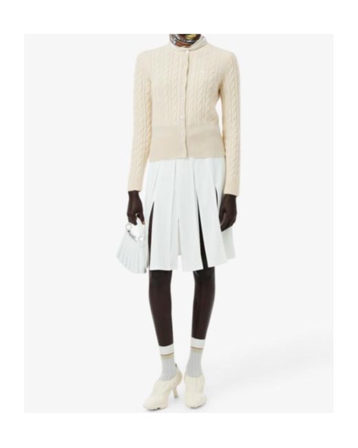 Lacoste White Runway Cashmere Cable Knit Cardigan
