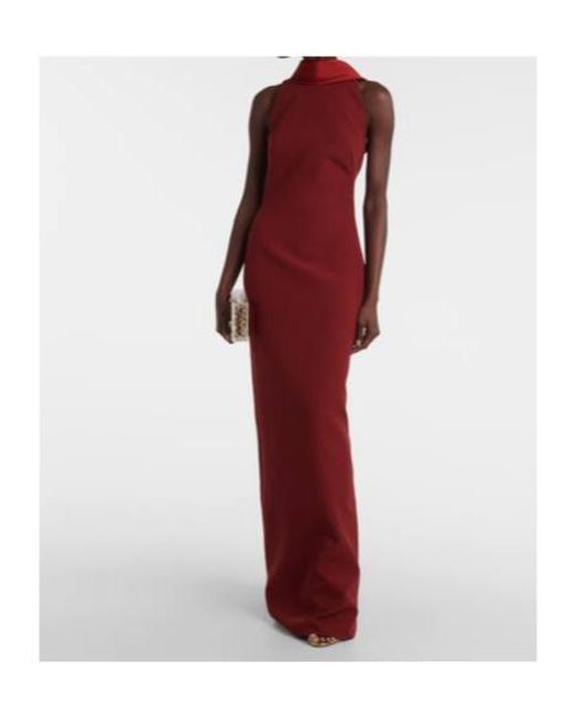 Safiyaa Red Satin Trim Crepe Dress