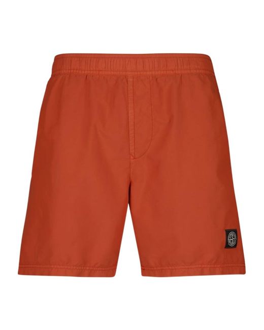 Stone Island Orange Regular Fit Mid-Length Swim Trunks for men