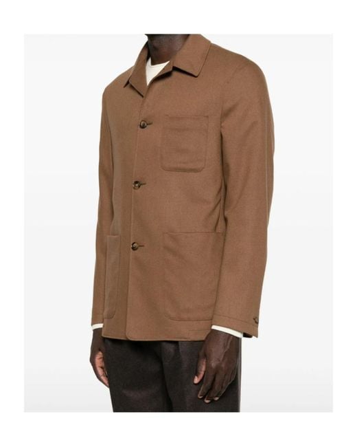 Canali Brown Long-Sleeved Shirt Jacket for men