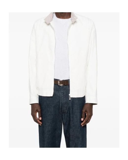 Brunello Cucinelli White Water-Resistant Gabardine Outerwear Jacket for men