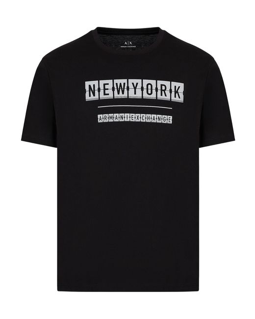 ARMANI EXCHANGE Black T-Shirt With Round Neck And Short Sleeves for men