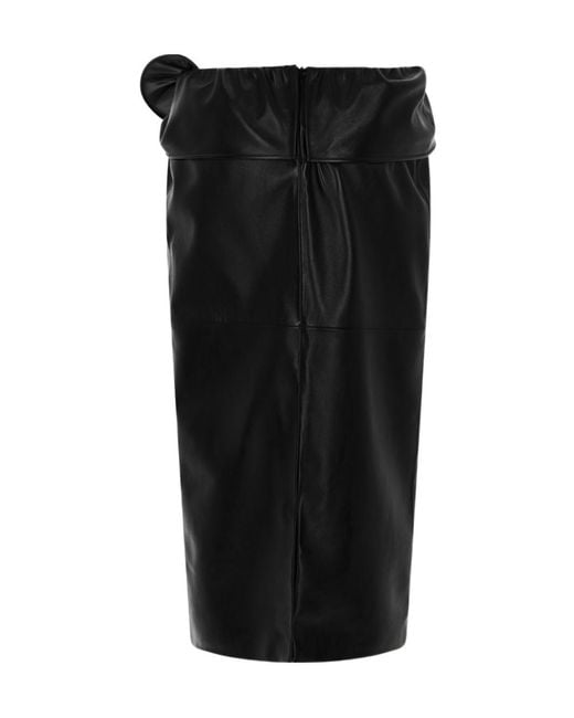 Magda Butrym Black Draped Leather Midi Skirt