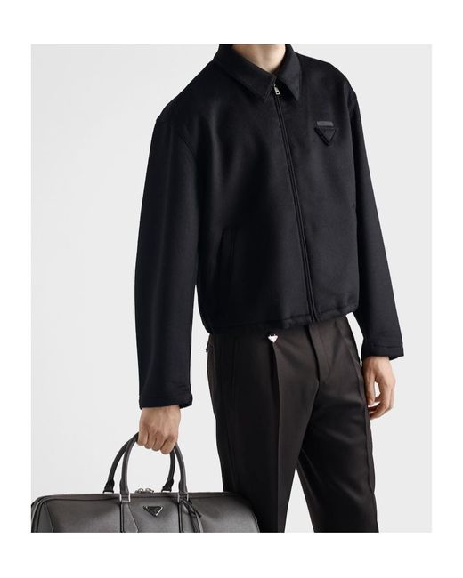 Prada Black Wool And Cashmere Blouson Jacket for men