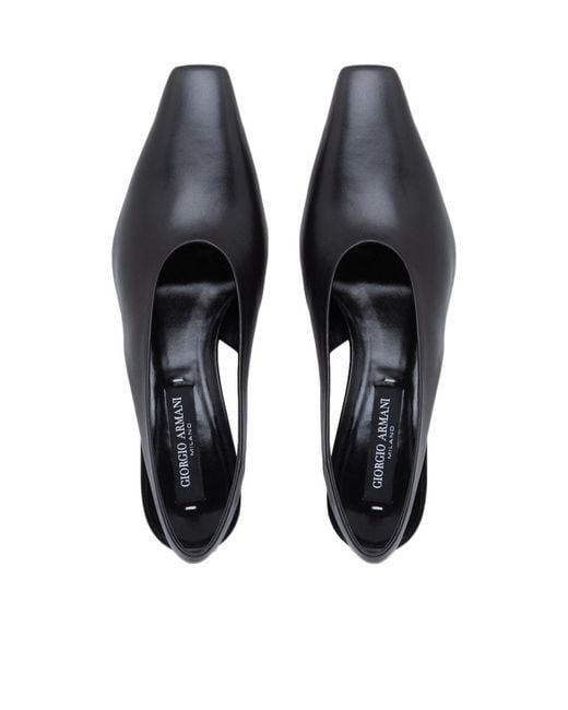 Giorgio Armani Blue Decollete Shoe Leather Lining And Leather Sole