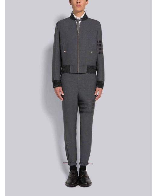 Thom Browne Gray 4-Bar Straight Leg Trousers for men