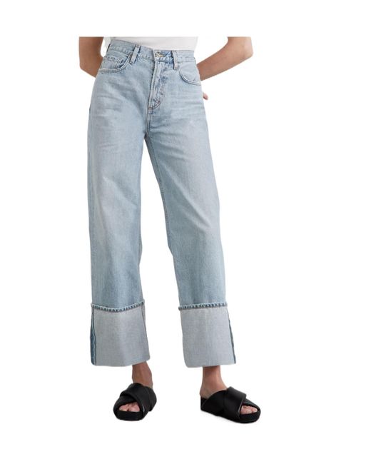 Goldsign Blue Vintage High-Waisted Wide-Leg Jeans