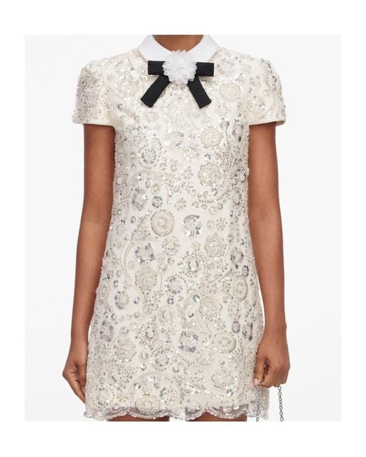 Self-Portrait Natural Cream Sequin Embellished Mini Dress
