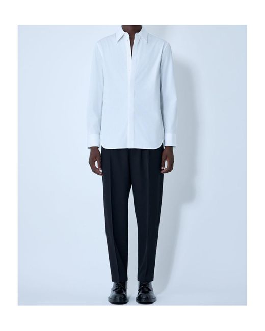 Jil Sander Blue Concealed Button Shirt for men