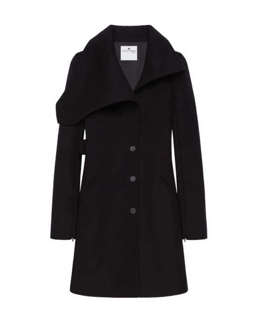 Courreges Black Courrèges Asymmetrical Belt Coat