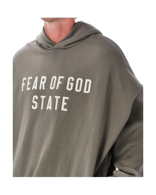 Fear Of God Gray Logo Hooded Sweatshirt for men