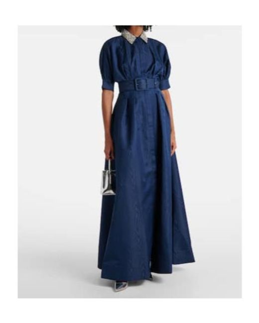 Rebecca Vallance Blue Cielo Embellished Silk Shirt Dress