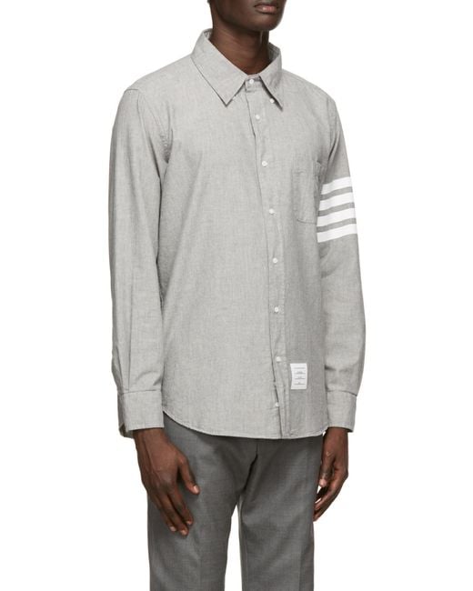 Thom Browne Gray 4-Bar Denim Shirt for men