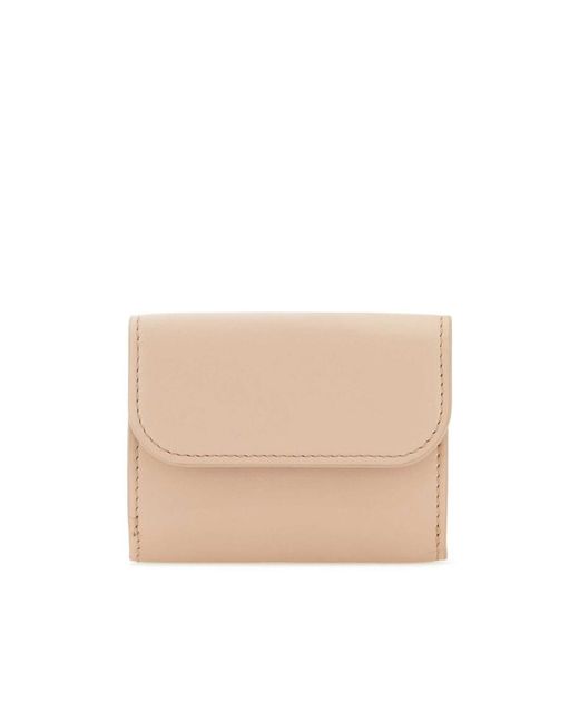 Chloé Natural Chloé Logo Embroidered Tri-Fold Wallet