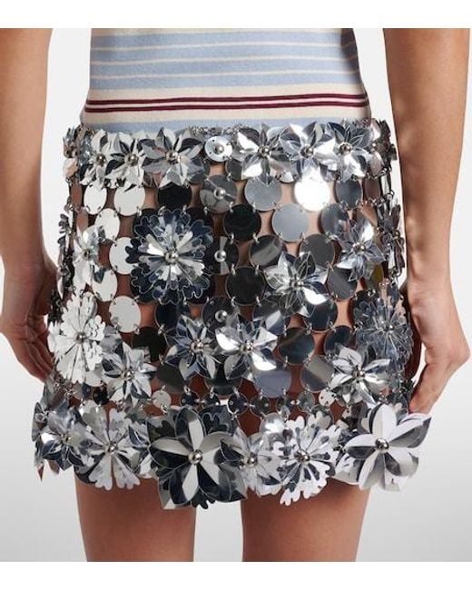 Rabanne White Embellished Chainmail Miniskirt