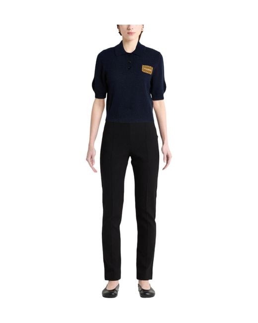 Marni Blue Solid-Color Short-Sleeved Knit Top