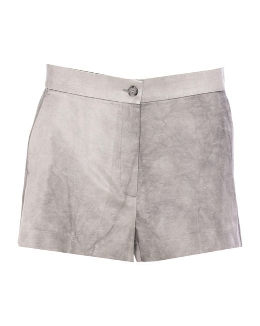 Pinko Gray Pleat Detailed Tailored Shorts