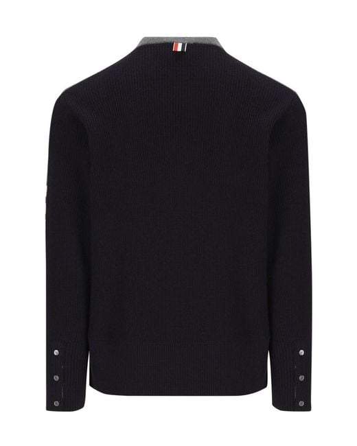 Thom Browne Gray 4-Bar Two-Toned Knitted Jumper for men