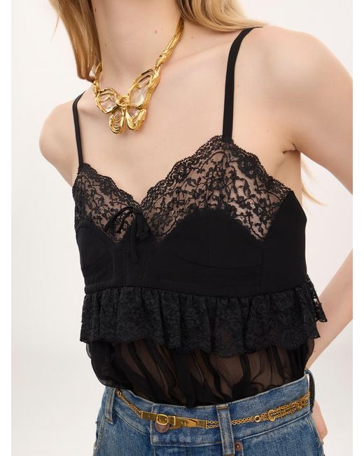 Chloé Black Chloé Lace Peplum Lingerie Top