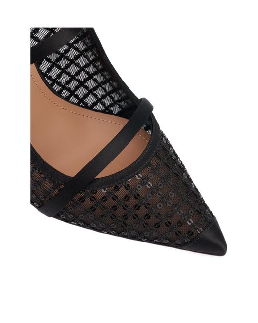 Malone Souliers Black Maureen 100 Sequin Mesh Mules