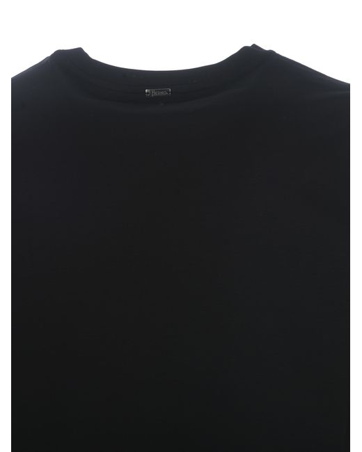Herno Black Logo Patch Crewneck T-Shirt for men