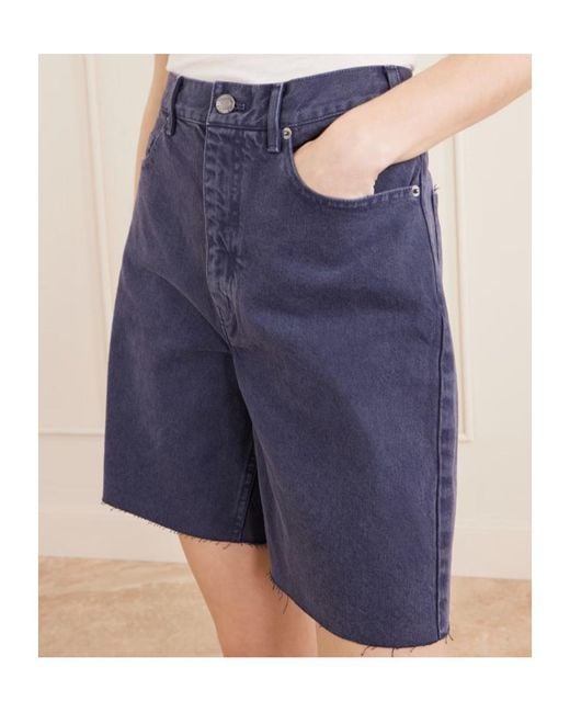 Nili Lotan Blue Frayed Denim Shorts