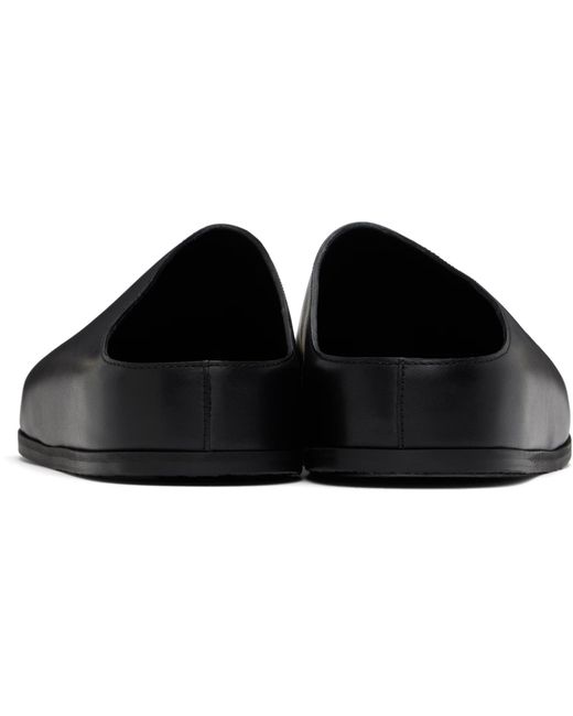 Studio Nicholson Black Round-Toe Leather Slippers for men