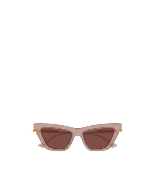 Bottega Veneta Pink Eyewear Geometric Cat-Eye Sunglasses