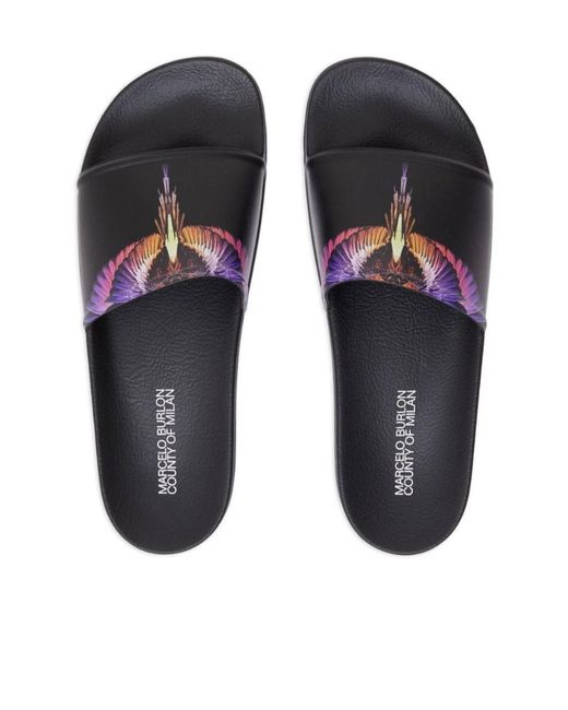 Marcelo Burlon Black Icon Wings Slides for men
