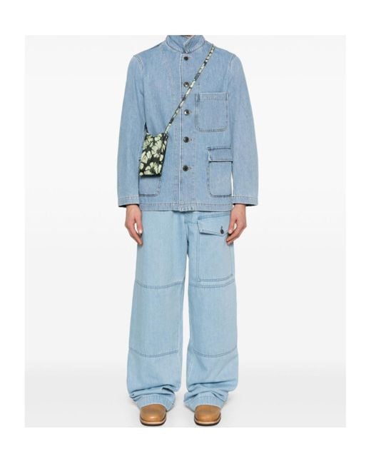 Dries Van Noten Blue Long Sleeved Denim Jacket for men