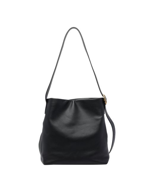 Loewe Black Logo Platch Draped Shoulder Bag