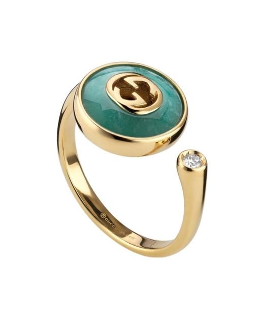 Gucci Green Interlocking 18K Ring