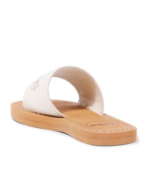 Chloé Multicolor Logo Embossed Denim Slides