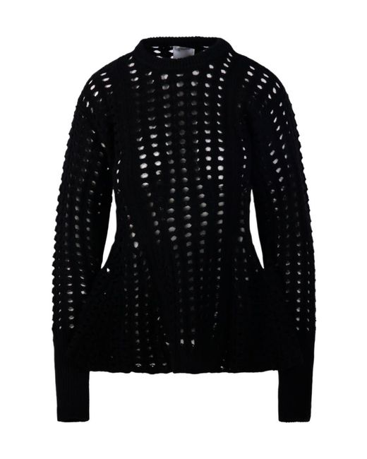 Nude Black Perforated T-Neck Sweater