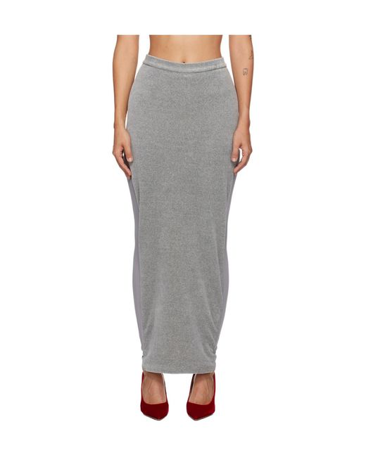 Pushbutton Gray Patchwork Skirt Pants