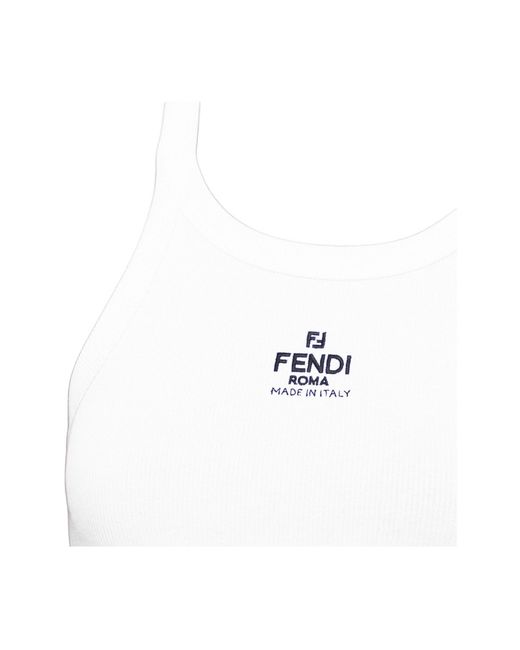 Fendi White Thin Strap Tank Top