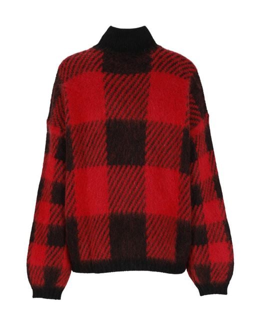 Woolrich Red Checked-Intarsia Knitted Jumper