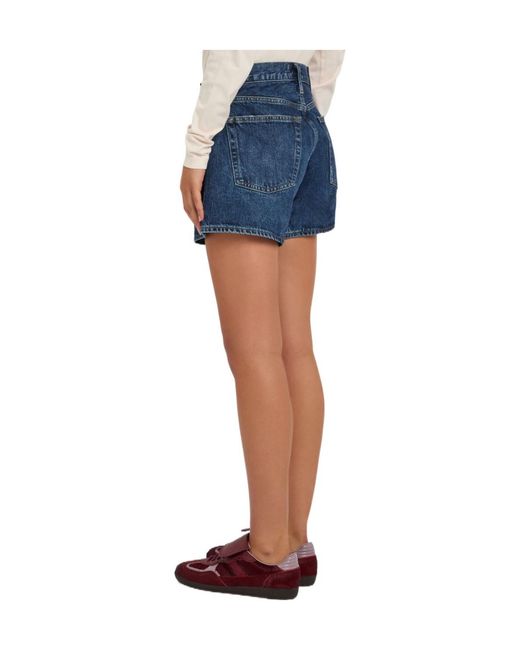 Agolde Blue Parker Distressed Denim Shorts