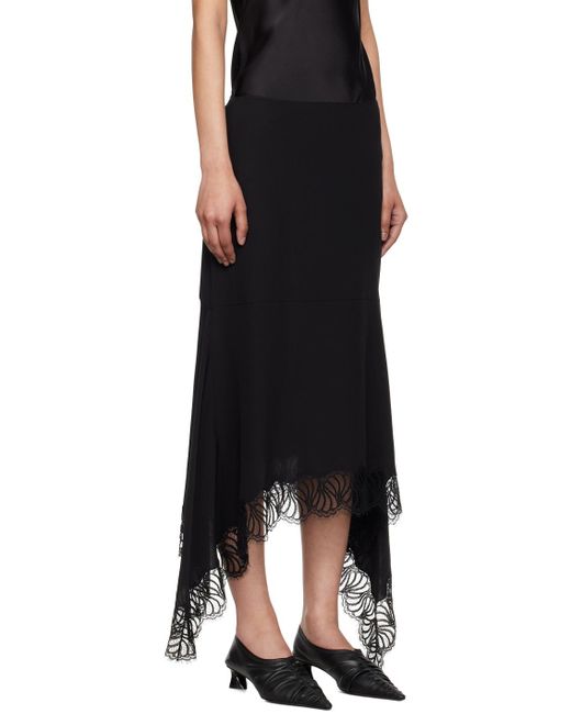Stella McCartney Black Asymmetrical Lace Trimmed Skirt