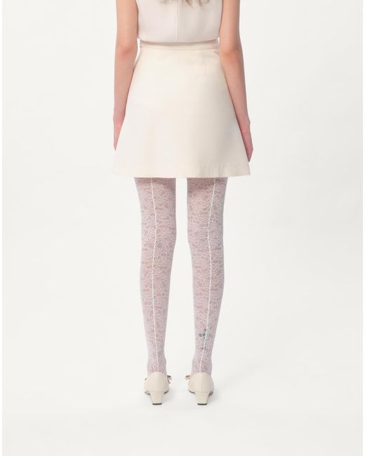 Valentino White Button Embellished A-Line Mini Skirt