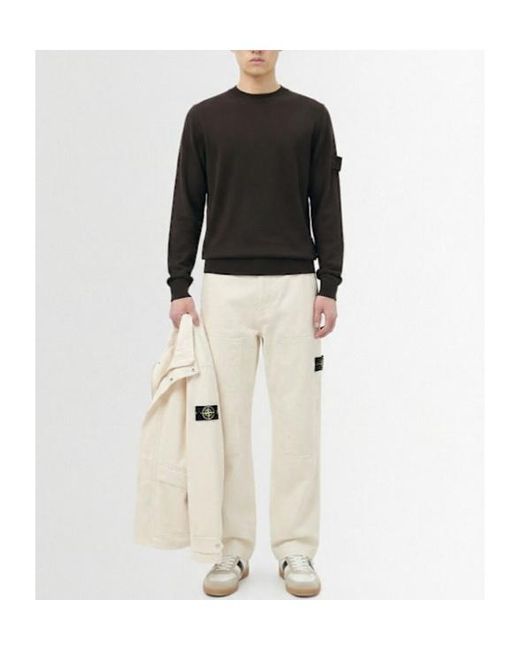 Stone Island Black Light Wool Crewneck Sweater for men