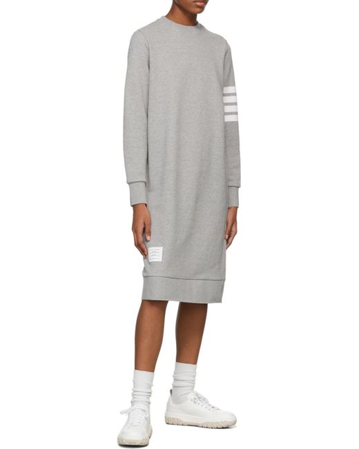 Thom Browne Gray 4-Bar Sleeve Sweatshirt Dress
