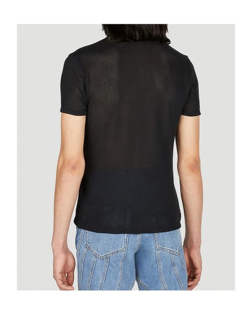 Courreges Black Courrèges Logo Patch Mesh T-Shirt for men