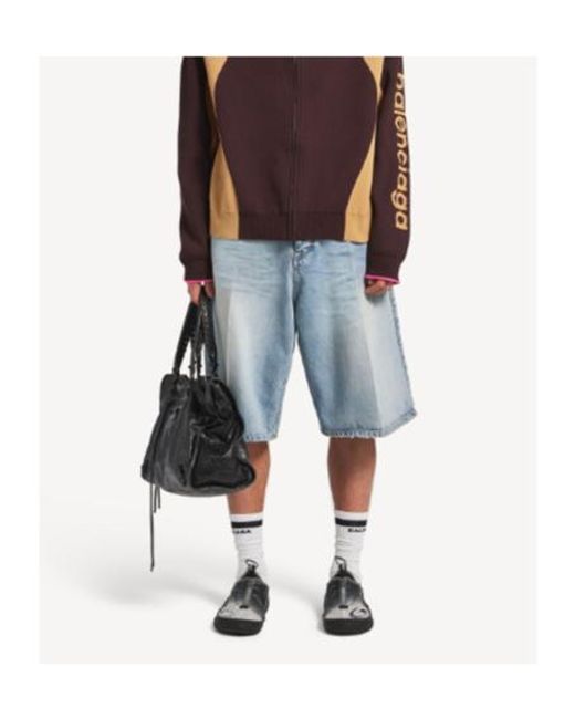 Balenciaga Blue Denim Stay Press Shorts for men