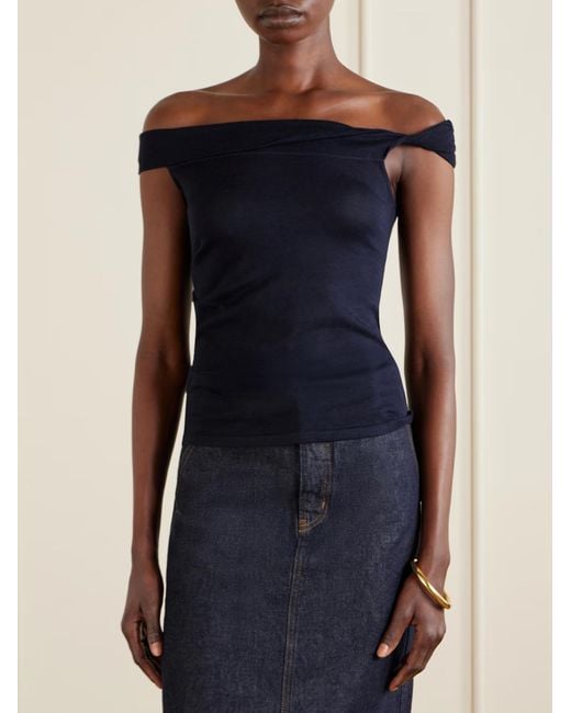 arch4 Blue Off-Shoulder Top