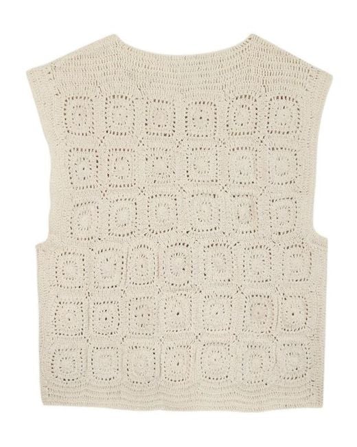 Maison Labiche White Piver Crochet Embroidered Gilet